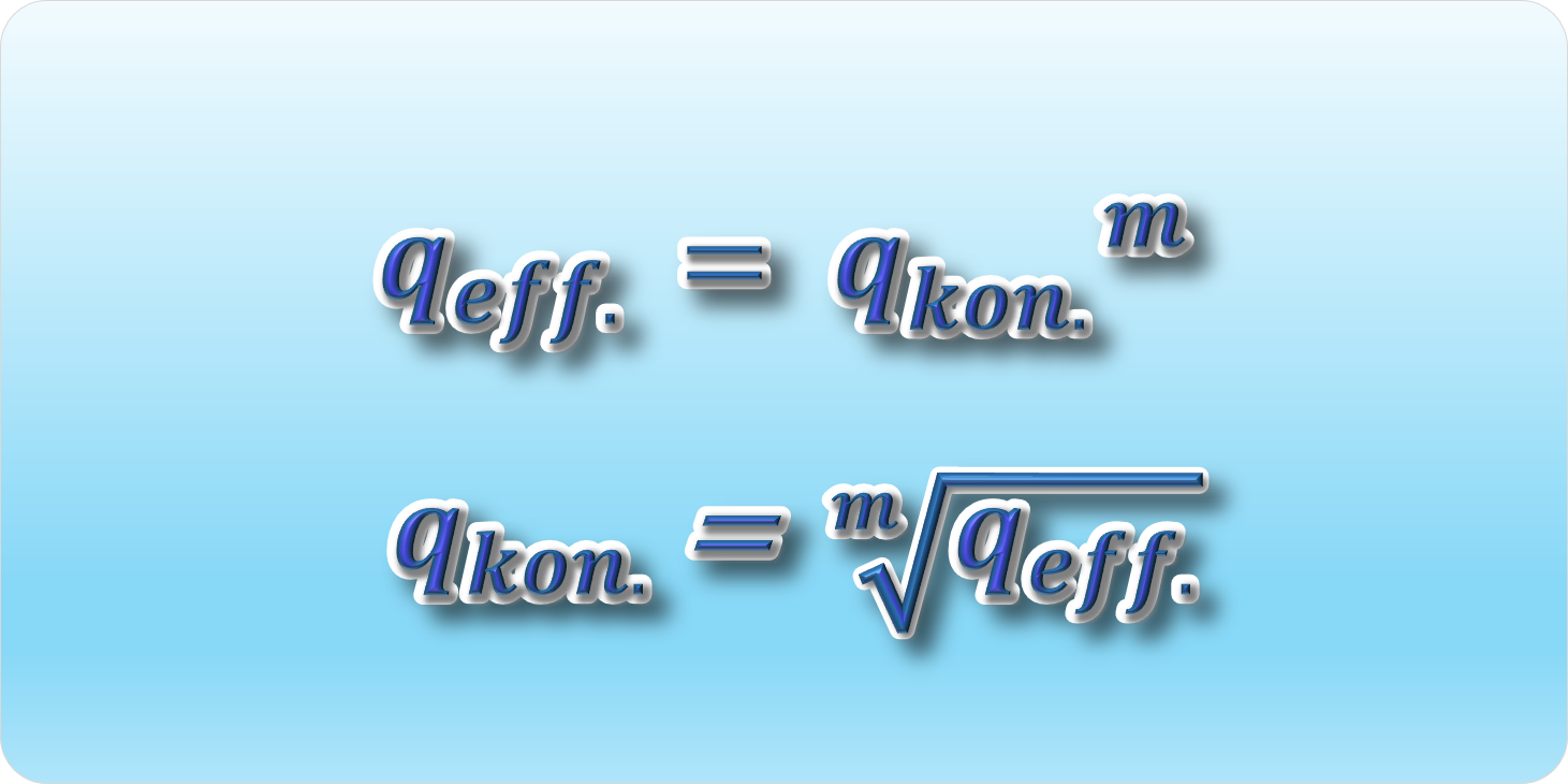 Formeln qeff und qkon